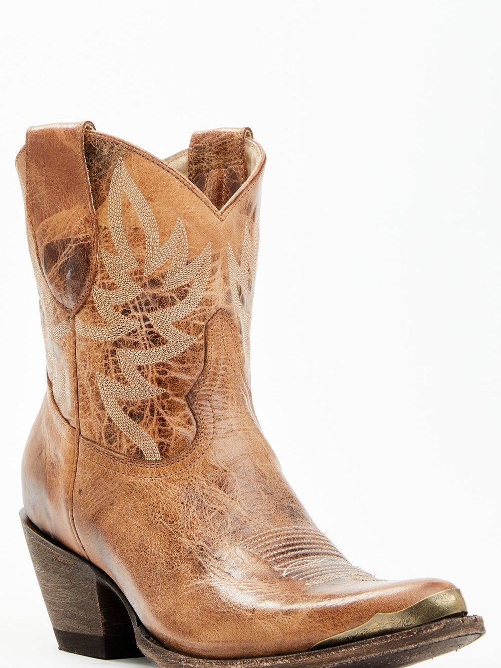 Idyllwind Tan Western Leather Ankle Booties with Metal Toe Cap